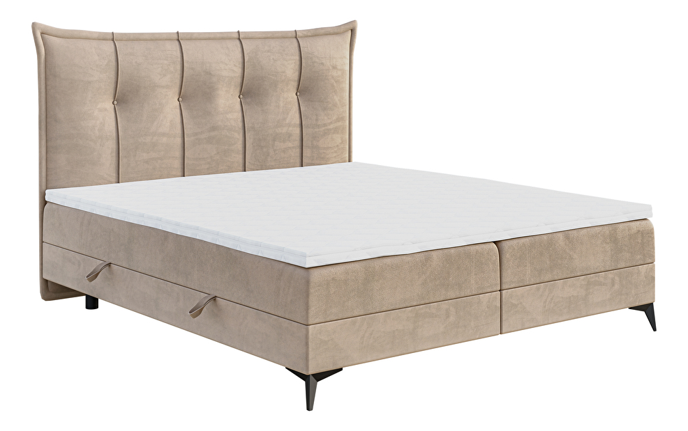 Kontinentálna posteľ 140 cm Foxtrot (svetlobéžová) (s matracom a úl. priestorom)