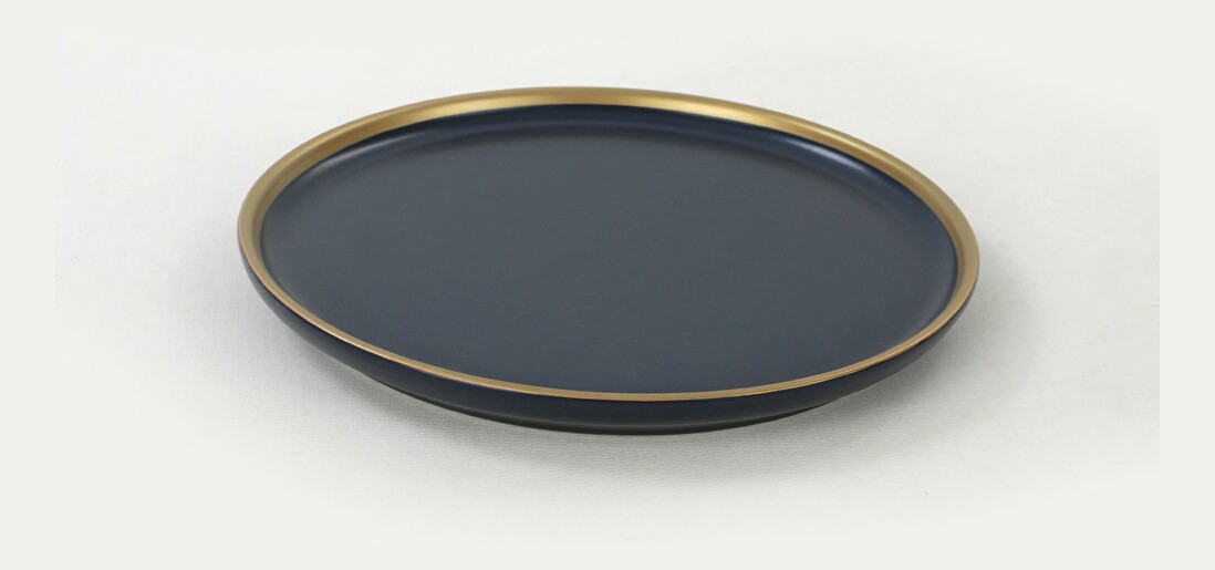 Sada dezertných tanierov (6 ks.) Saturn (tmavá modrá + zlatá)