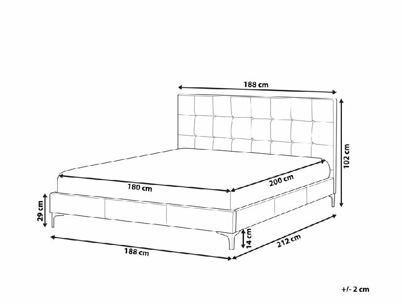 Manželská posteľ 180 cm AMART (sivá) (ekokoža) (s roštom)