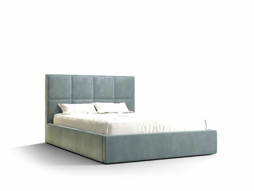 Manželská posteľ 180 cm Gino (modrá) (s roštom a úložným priestorom)