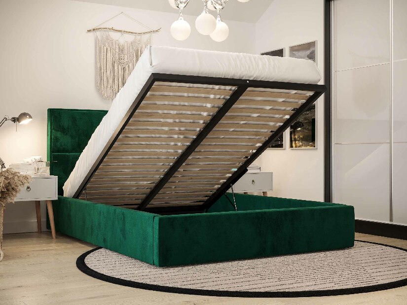 Manželská posteľ 140 cm Elna (svetlomodrá) (s roštom a úložným priestorom)
