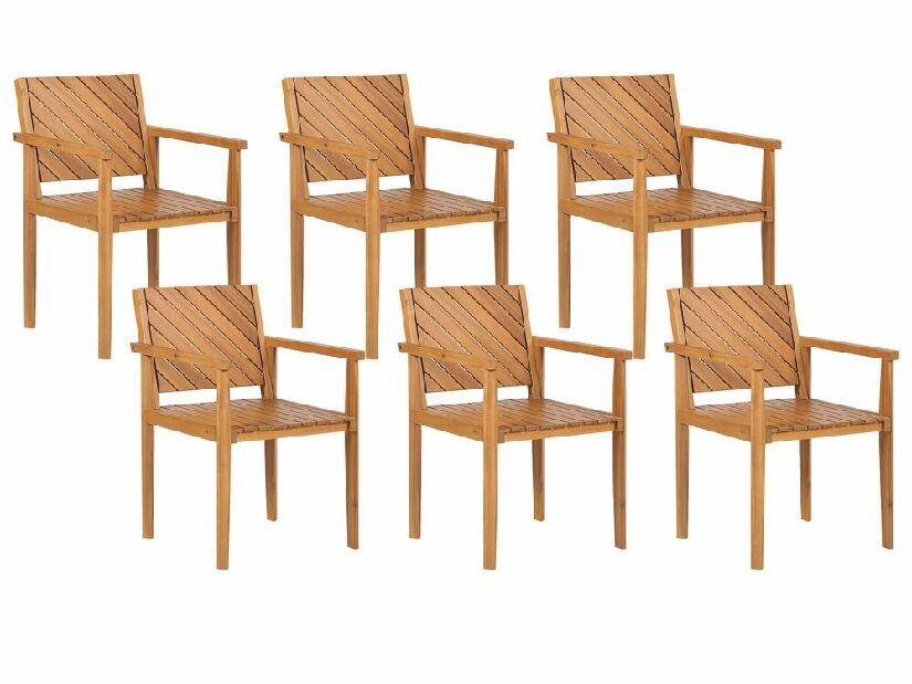 Set 6 ks záhradných stoličiek Blas (svetlé drevo)