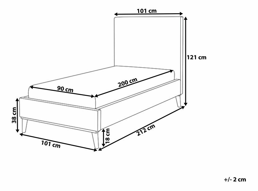 Jednolôžková posteľ 90 cm BARON (svetlosivá) (s roštom)