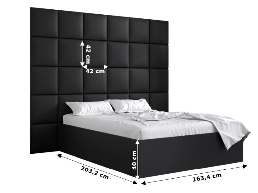 Manželská posteľ s čalúneným čelom 160 cm Brittany 3 (čierna matná + čierna) (s roštom)