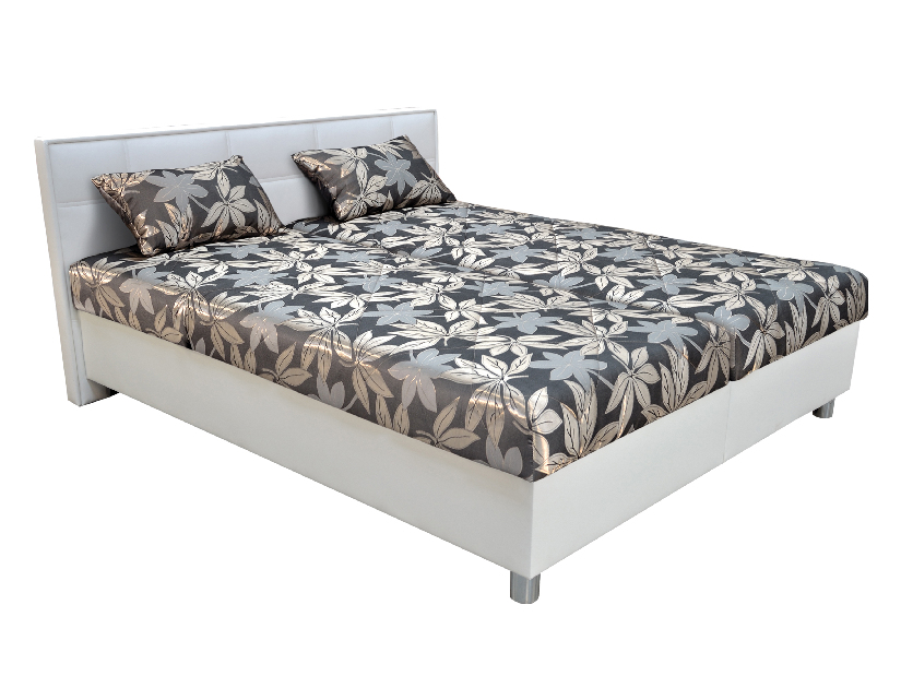 Manželská posteľ 180 cm Blanár Belfast (sivá + biela) (s roštami a matracmi) *výpredaj