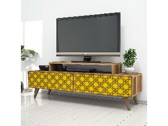 TV stolík/skrinka Clementine (orech + žltá)