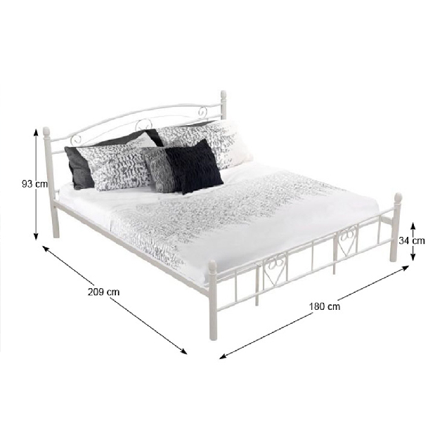 Manželská posteľ 180 cm Birie (s roštom) (biela) *bazár