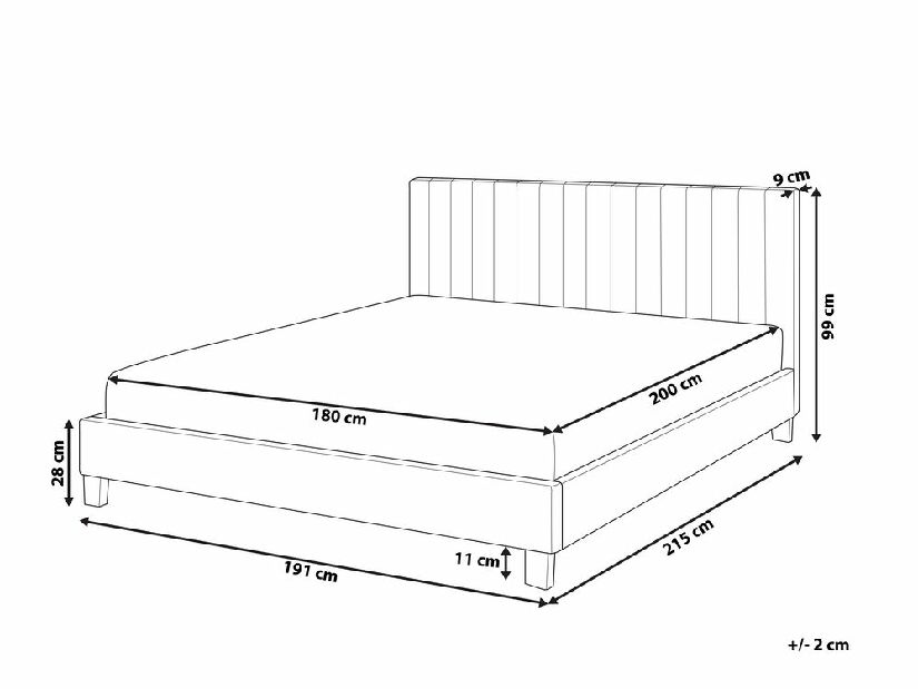 Manželská posteľ 180 cm PARASO (svetlosivá) (s roštom)