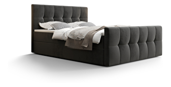 Manželská posteľ  Boxspring 140 cm Macheta Comfort (tmavosivá) (s matracom a úložným priestorom)