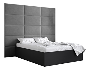 Manželská posteľ s čalúneným čelom 160 cm Brittany 1 (čierna matná + sivá) (s roštom)