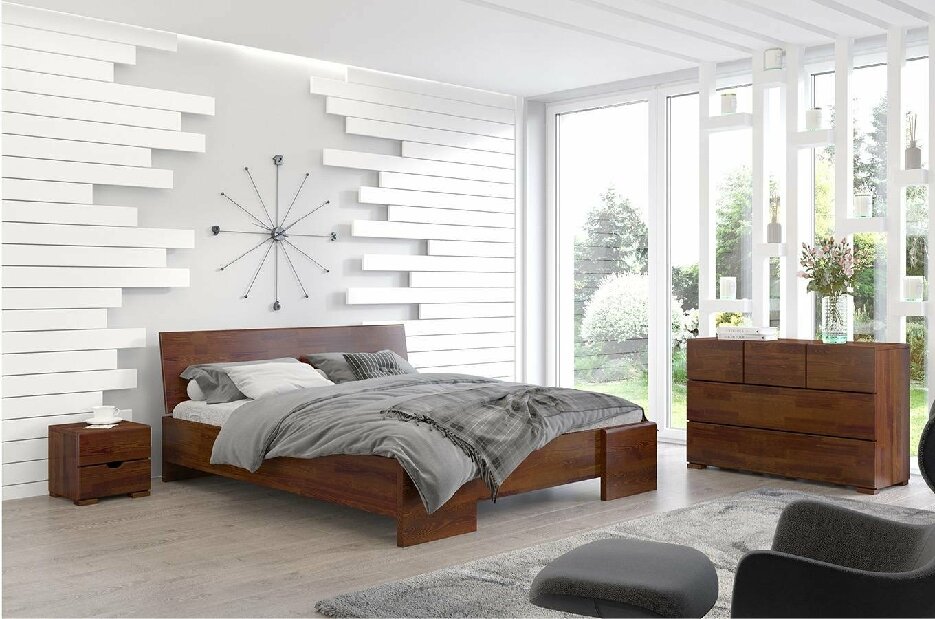 Manželská posteľ 180 cm Naturlig Blomst High (borovica) (s roštom)