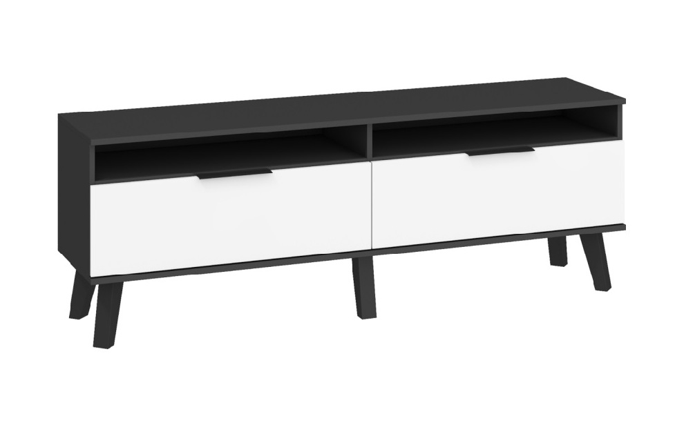 TV stolík/skrinka Shela SVN-11 (čierna + biely lesk)