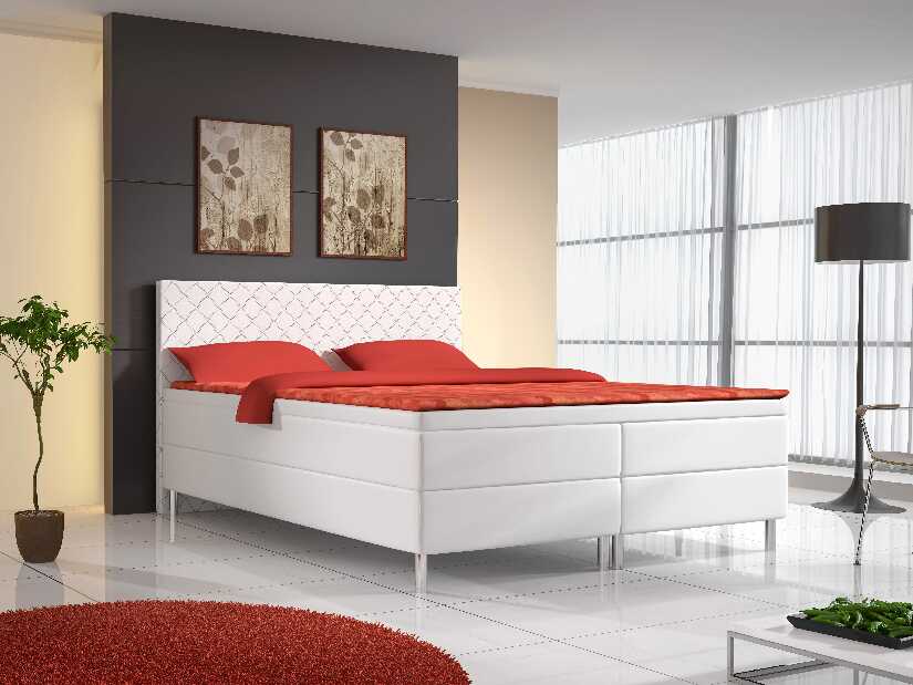 Manželská posteľ Boxspring 160 cm Mariana (biela) (s matracmi)