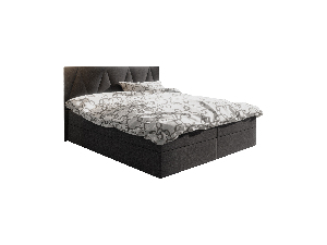 Manželská posteľ Boxspring 160 cm Fade 3 Comfort (čierna) (s matracom a úložným priestorom)