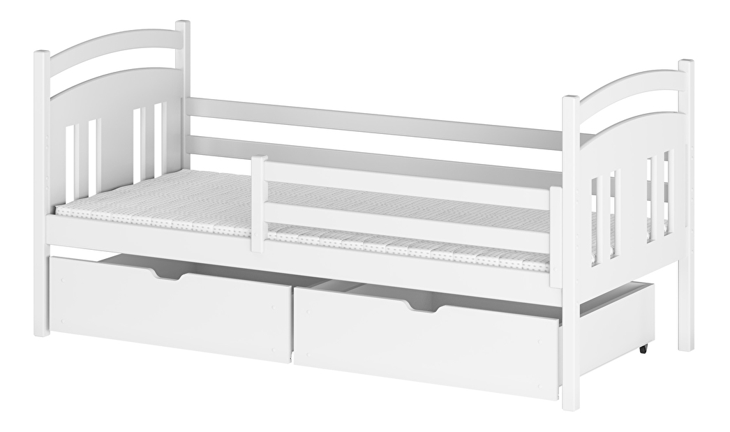 Detská posteľ 90 x 200 cm Kayla (s roštom a úl. priestorom) (biela)