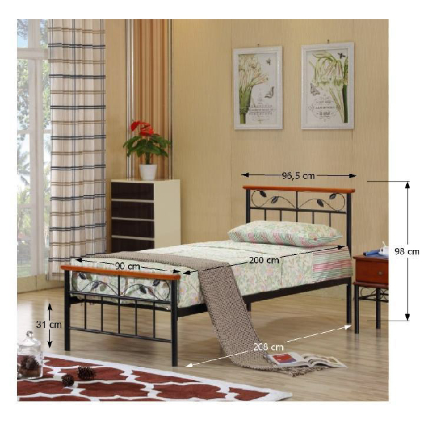 Jednolôžková posteľ 90 cm Svoris (s roštom) (čerešňa) *výpredaj