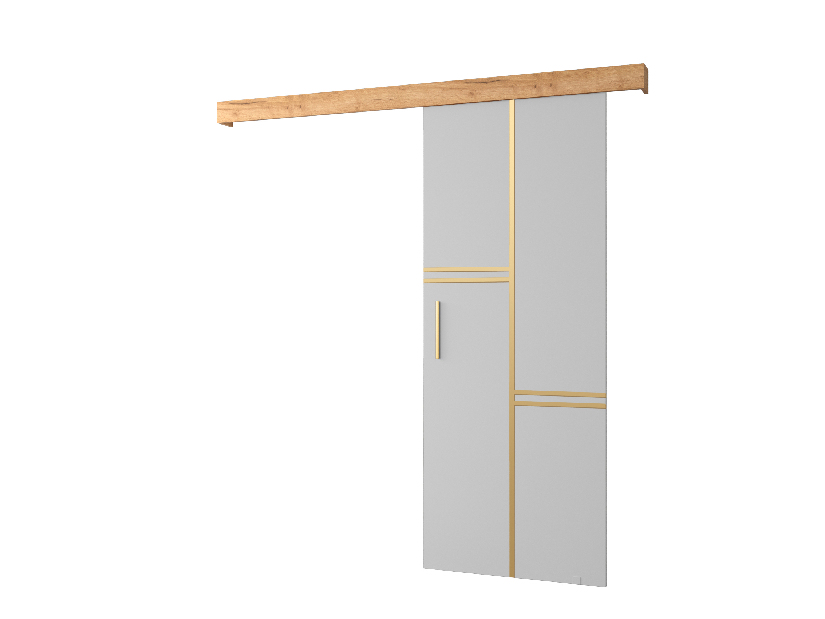 Posuvné dvere 90 cm Sharlene VIII (biela matná + craft zlatý + zlatá)
