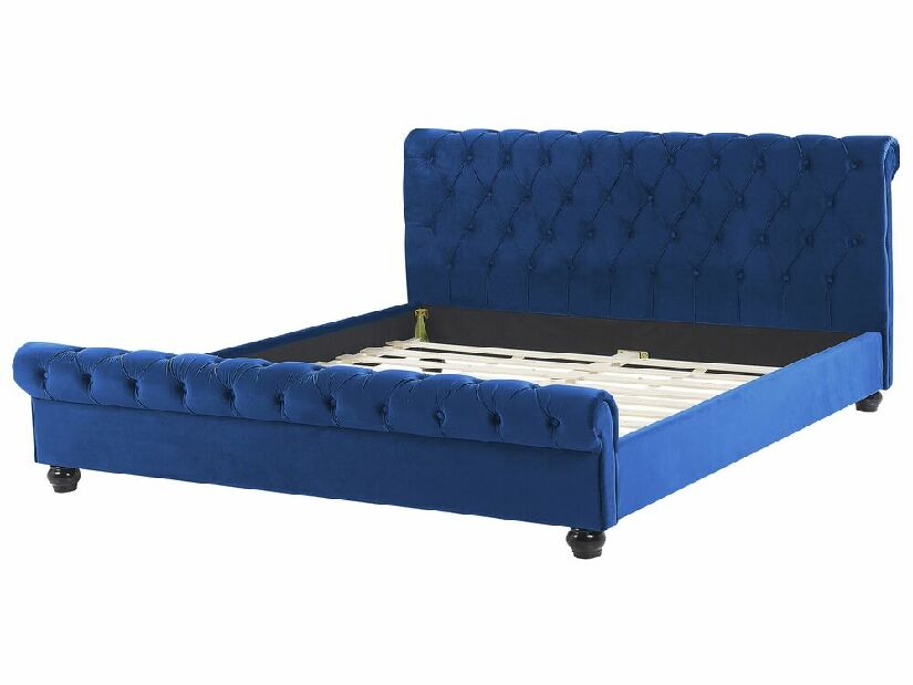 Manželská vodná posteľ 160 cm Alexandrine (modrá) (s roštom a matracom)
