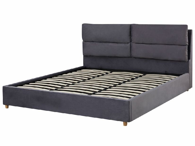 Manželská posteľ 180 cm BALSAS (textil) (sivá) (s roštom)