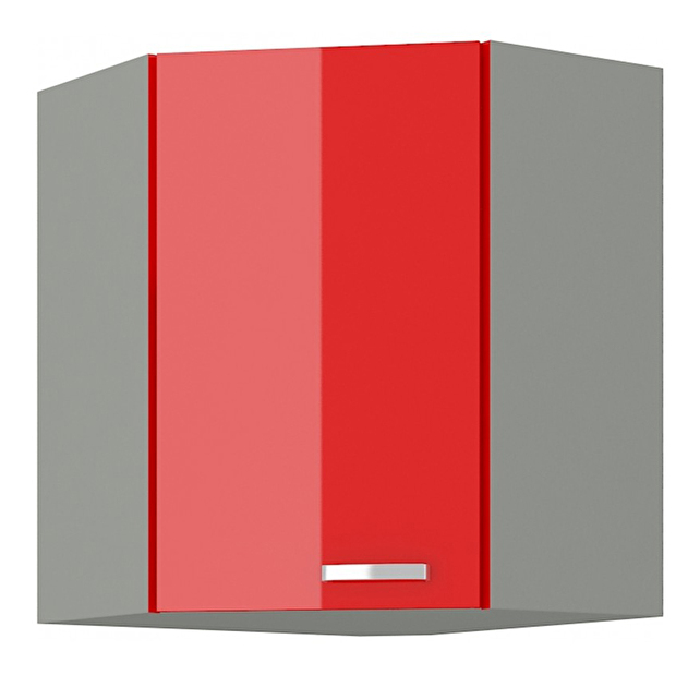 Rohová horná kuchynská skrinka Roslyn 58 x 58 GN 72 1F (červená + sivá)