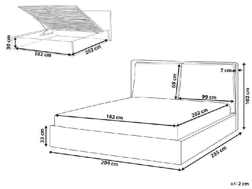 Manželská posteľ 180 cm Berit (biela) (s roštom) (s úl. priestorom)