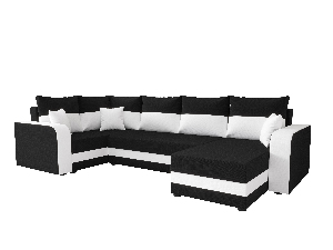 Rohová sedacia súprava Harmony Long (čierna + biela) (L)