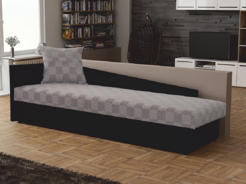 Jednolôžková posteľ (váľanda) 80 cm Judit (sivá + čierna) (s úl. priestorom) (Ľ) *výpredaj