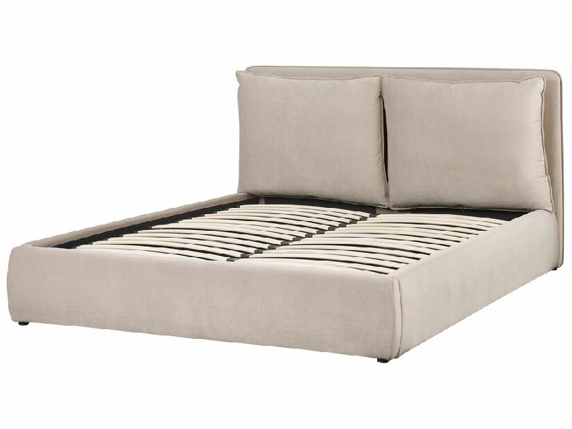 Manželská posteľ 160 cm Berit (béžová) (s roštom) (s úl. priestorom)