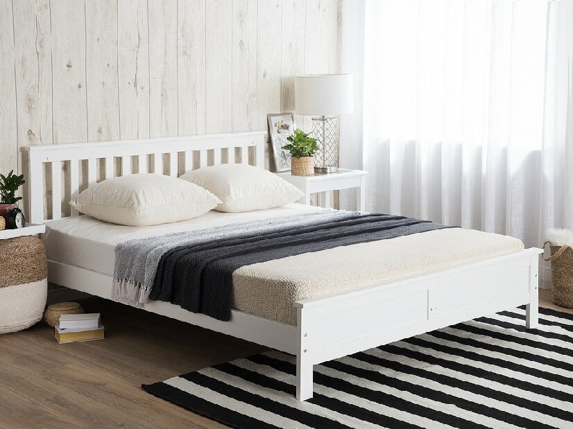 Manželská posteľ 180 cm MAYA (s roštom) (biela)