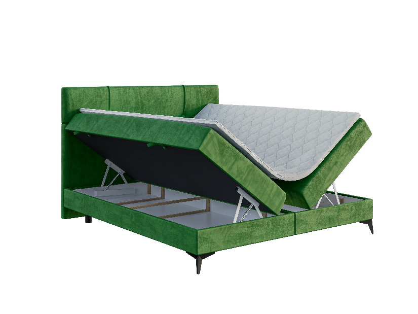 Kontinentálna posteľ 140 cm Nivela (zelená) (s matracom a úl. priestorom)