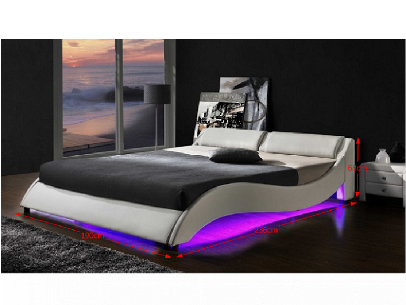 Manželská posteľ 180 cm Pascale (s roštom a LED) *výpredaj