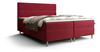 Manželská posteľ  Boxspring 140 cm Flu (bordová) (s matracom a úložným priestorom)