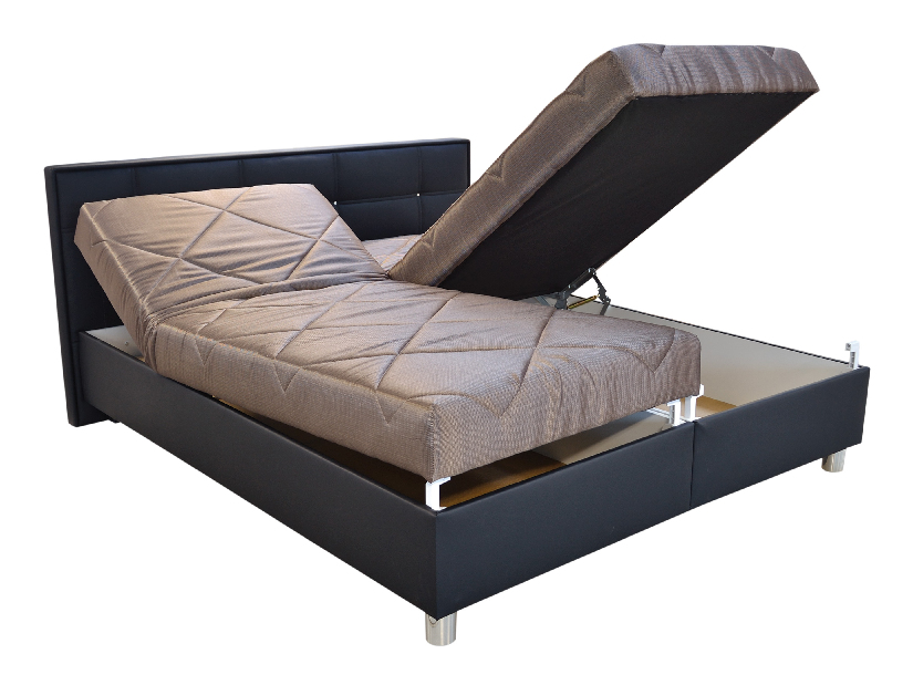 Manželská posteľ 160 cm Blanár Belfast (hnedá + čierna) (s roštami a matracmi)