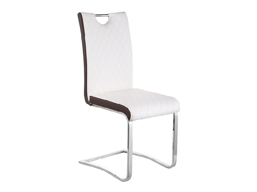 Jedálenská stolička Imane (biela + hnedá + chróm)