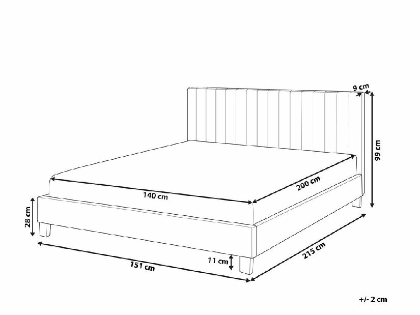 Manželská posteľ 140 cm PARASO (svetlosivá) (s roštom)