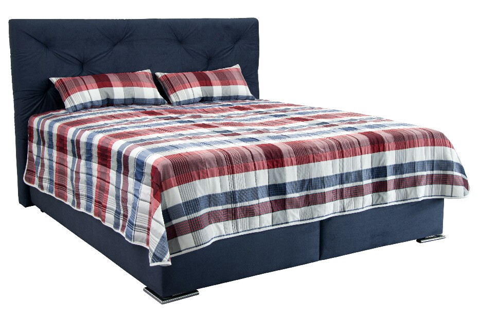 Manželská posteľ 180 cm Blanár Chicago (modrá) (s roštom a matracom NELLY PLUS)