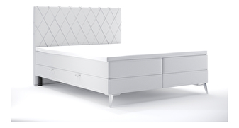 Manželská posteľ Boxspring 160 cm Miror (biela ekokoža) (s úložným priestorom)