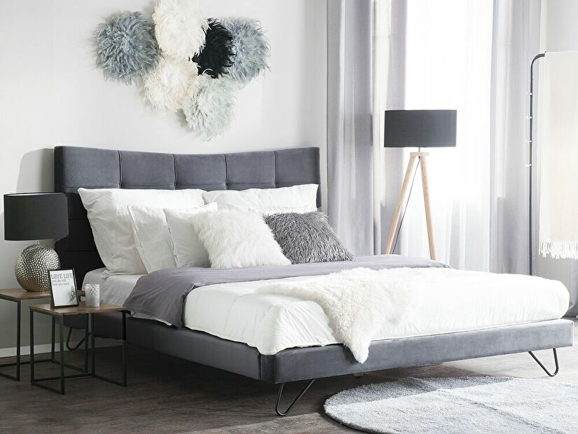 Manželská posteľ 180 cm LANEL (s roštom) (sivá)