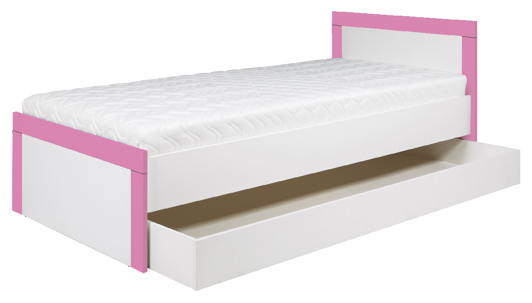 Jednolôžková posteľ 90 cm Twin TW 13 (fuchsie + biela matná)