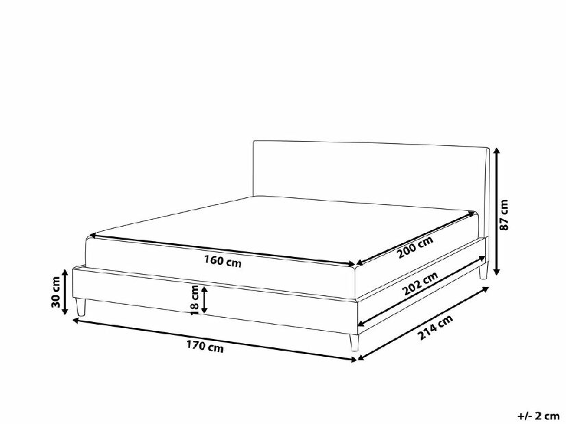 Manželská posteľ 160 cm FUTTI (s roštom) (čierna)
