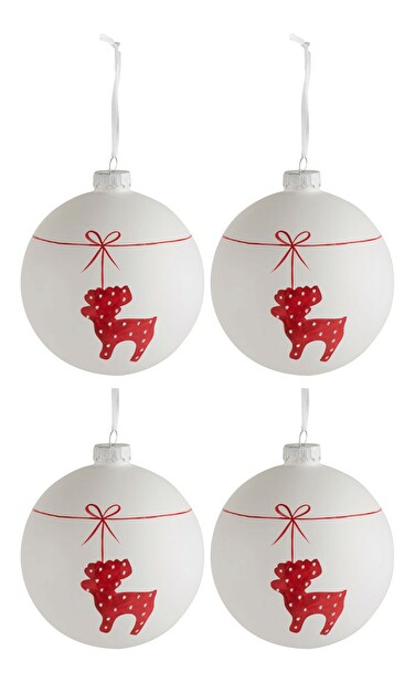 Dekoratívny predmet Jolipa Vianočná dekorácia Nordic Bliss (10x10x10cm) (Biela + Červená)