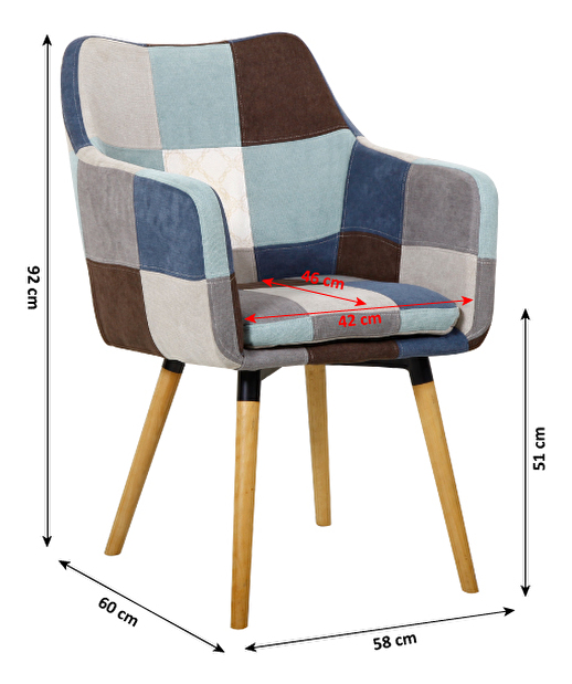 Jedálenská stolička Landor (modrobéžový patchwork) *výpredaj