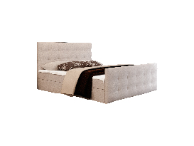 Manželská posteľ  Boxspring 200 cm Milagros 2 (béžová) (s matracom a úložným priestorom)