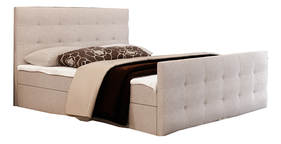 Manželská posteľ Boxspring 180 cm Milagros Comfort 2 (béžová) (s matracom a úložným priestorom)