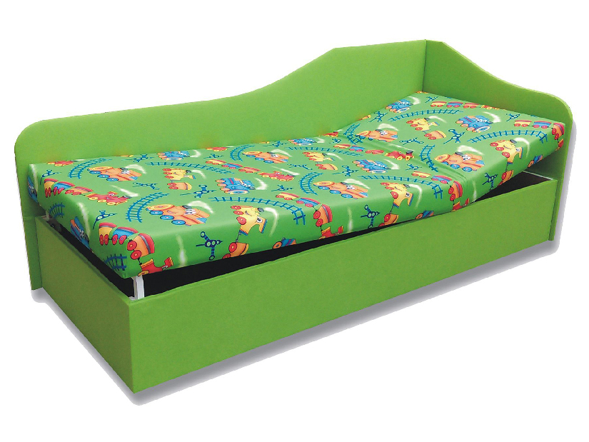 Jednolôžková posteľ (váľanda) 80 cm Abigail (Vláčik 4 + Zelená x101) (P)
