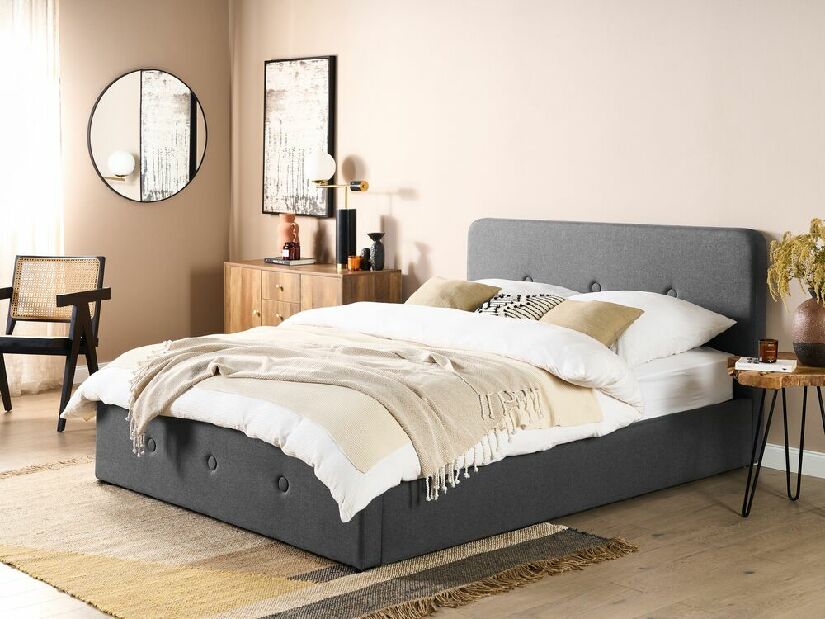 Manželská posteľ 160 cm Renza (tmavosivá) (s roštom)