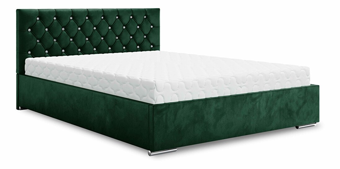 Manželská posteľ 160 cm Kerry (tmavozelená) (s roštom a úložným priestorom)