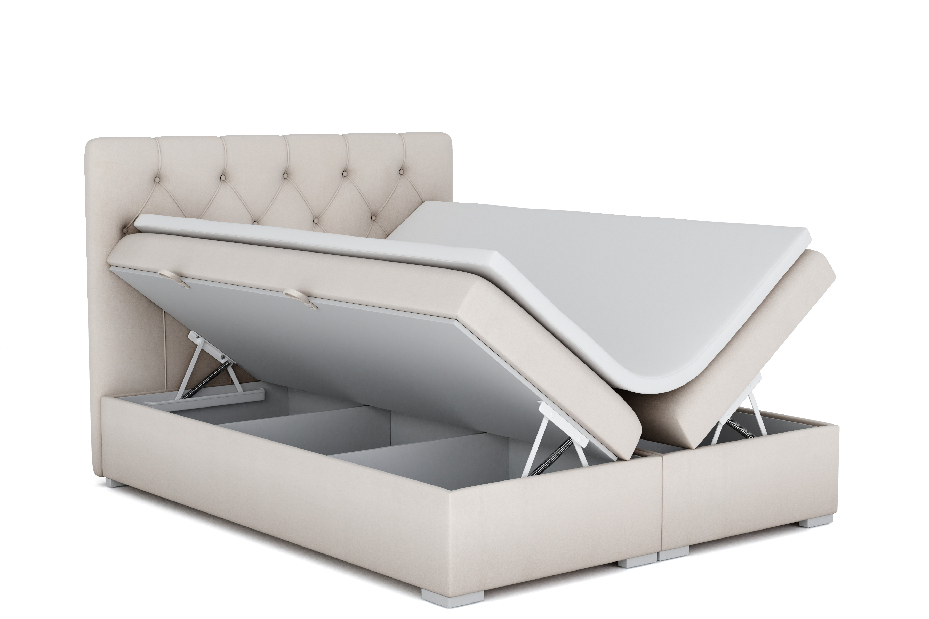 Manželská posteľ Boxspring 160 cm Ronda (s úložným priestorom) (biela) *výpredaj
