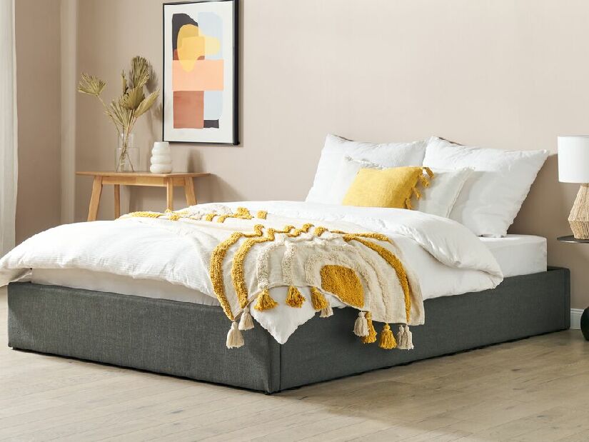 Manželská posteľ 160 cm DIJON (s roštom a úl. priestorom) (sivá)