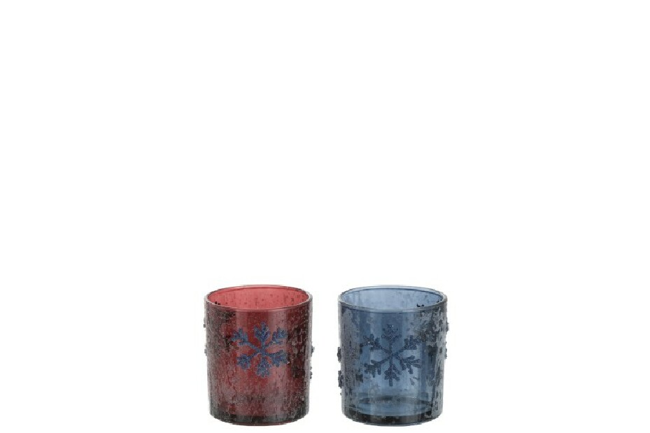 Svietnik Jolipa Na čajovú sviečku Exquisite Sapphire (8x8x8cm) (Modrá + Červená) (2ks)